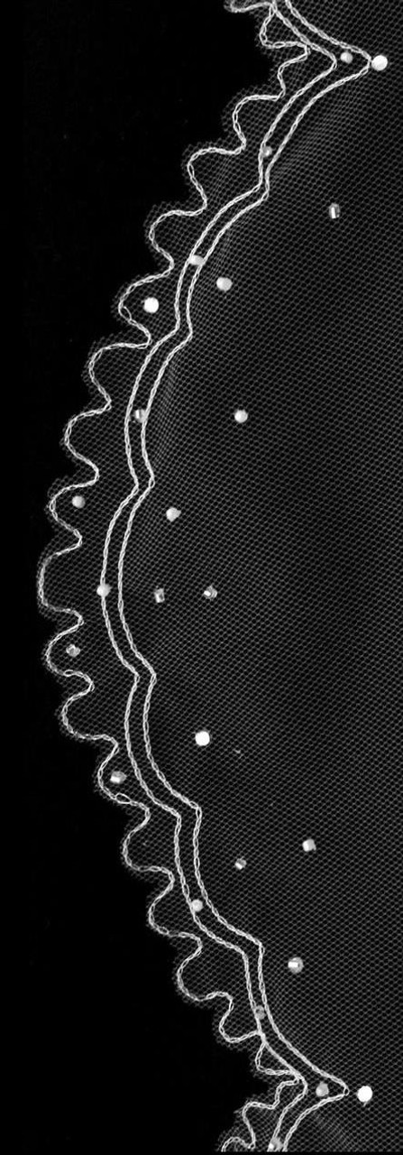 Noelle & Ava Collection - Embroidered Scalloped Pattern With Scattered Beads