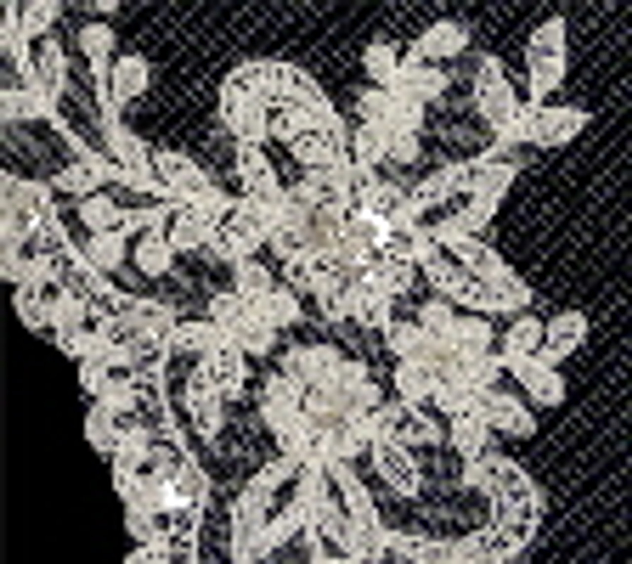 LC Bridal Lace Veil - V2329-650  42x72" wide - Alencon lace adorned with silver seed beads and sequins 