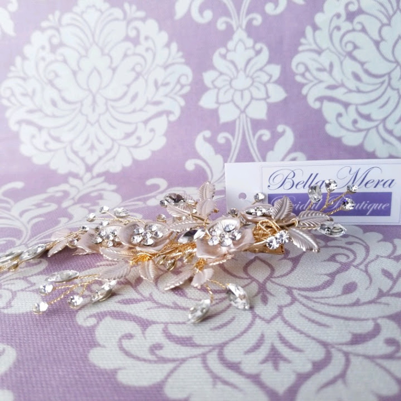 Bella Mera Studio Gold Flowers Leaves Clip - C601 - Marquis Stones
