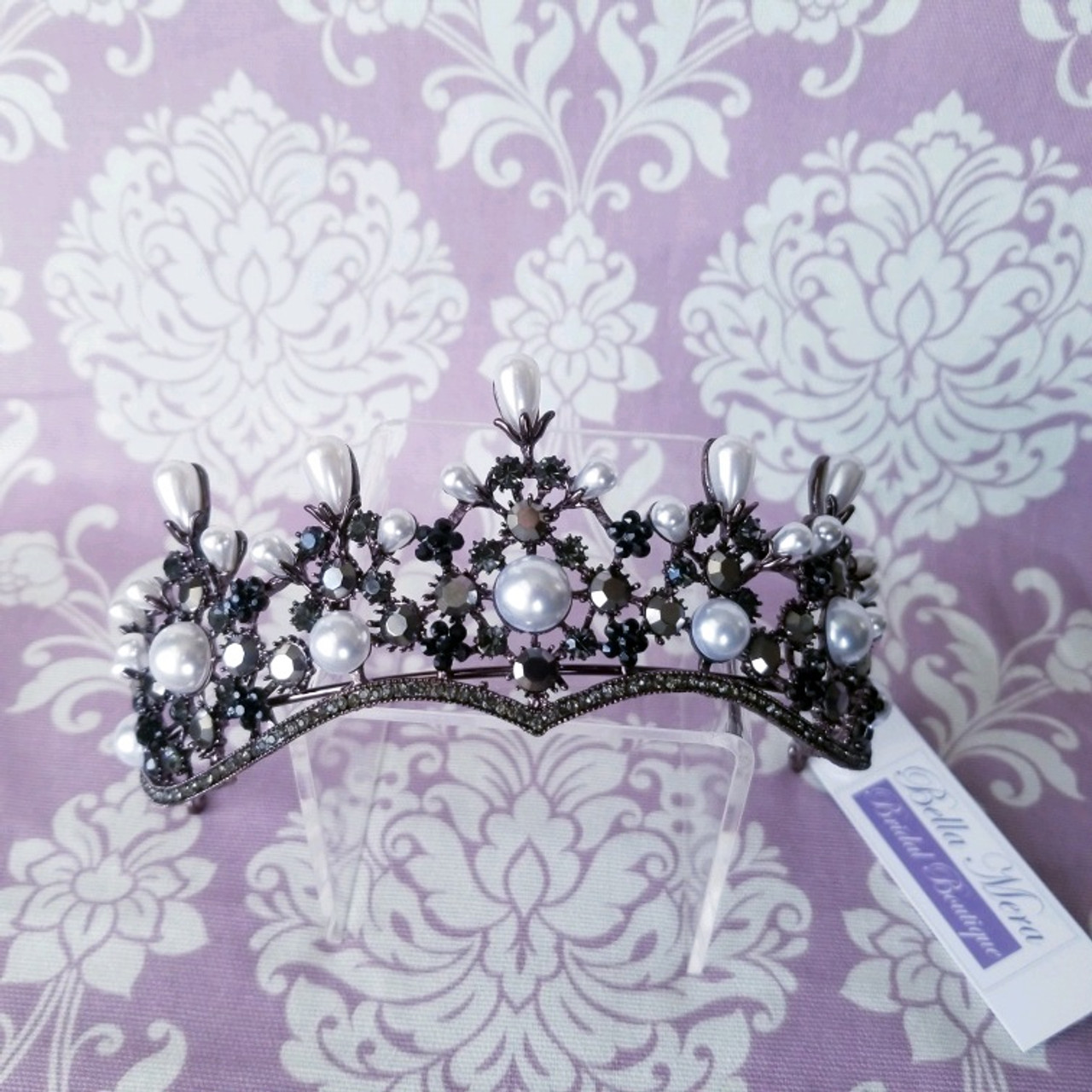 Bella Mera Studio - Baroque Bronze Pearl Topaz Crown Tiara - HP301