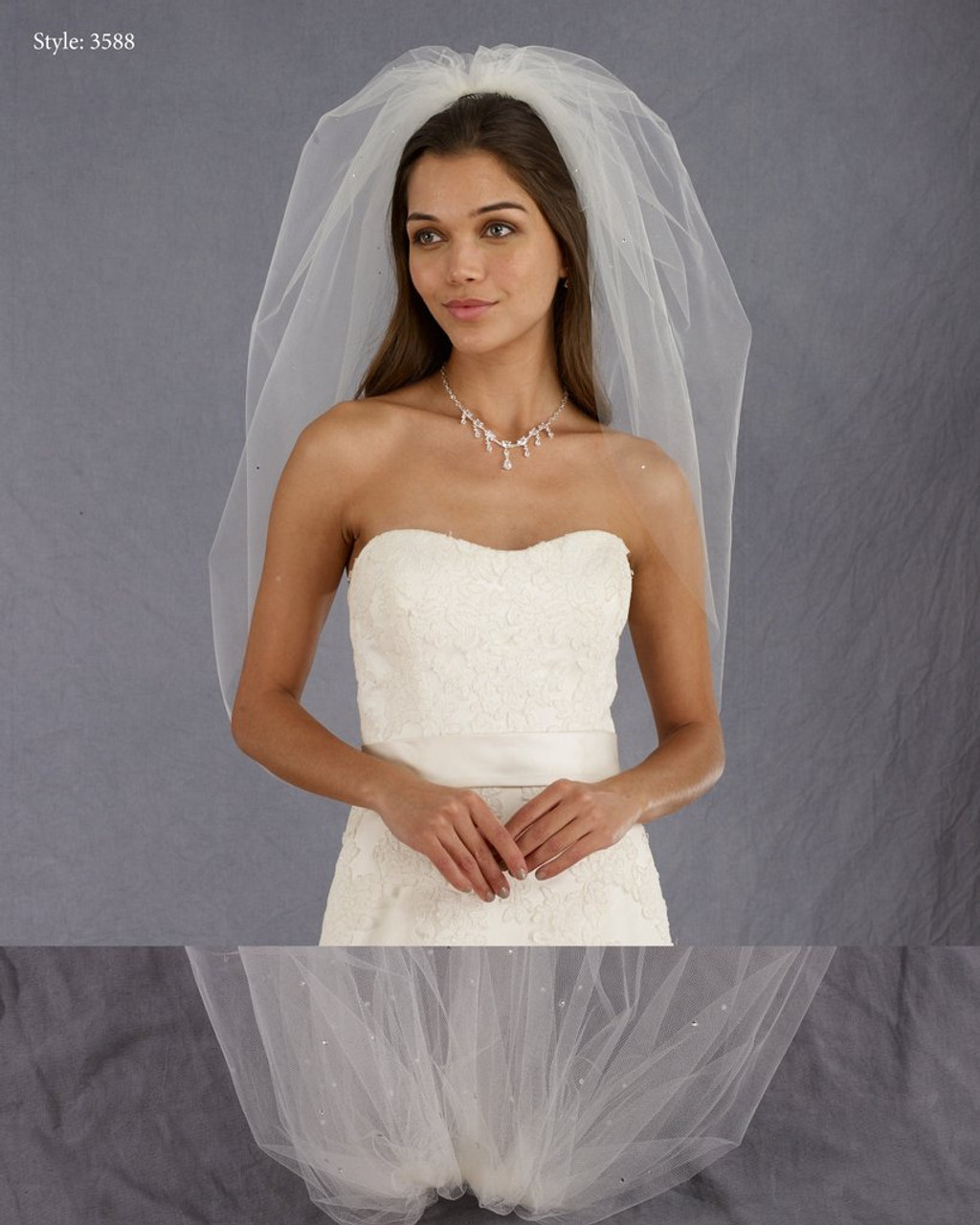 Marionat Bridal Veils 3799 - 36” Scalloped beaded pearl edge - The Bridal  Veil Company