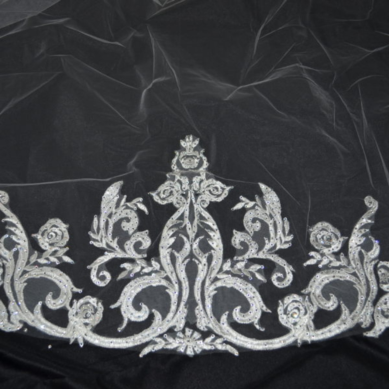 Elena Designs Wedding Veil Style E1223L - Cathedral Beaded Veil