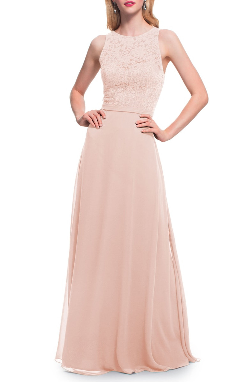 LEVKOFF Bridesmaid Dress Style 7027 - Petal Pink - Chiffon/Lace - In Stock Dress
