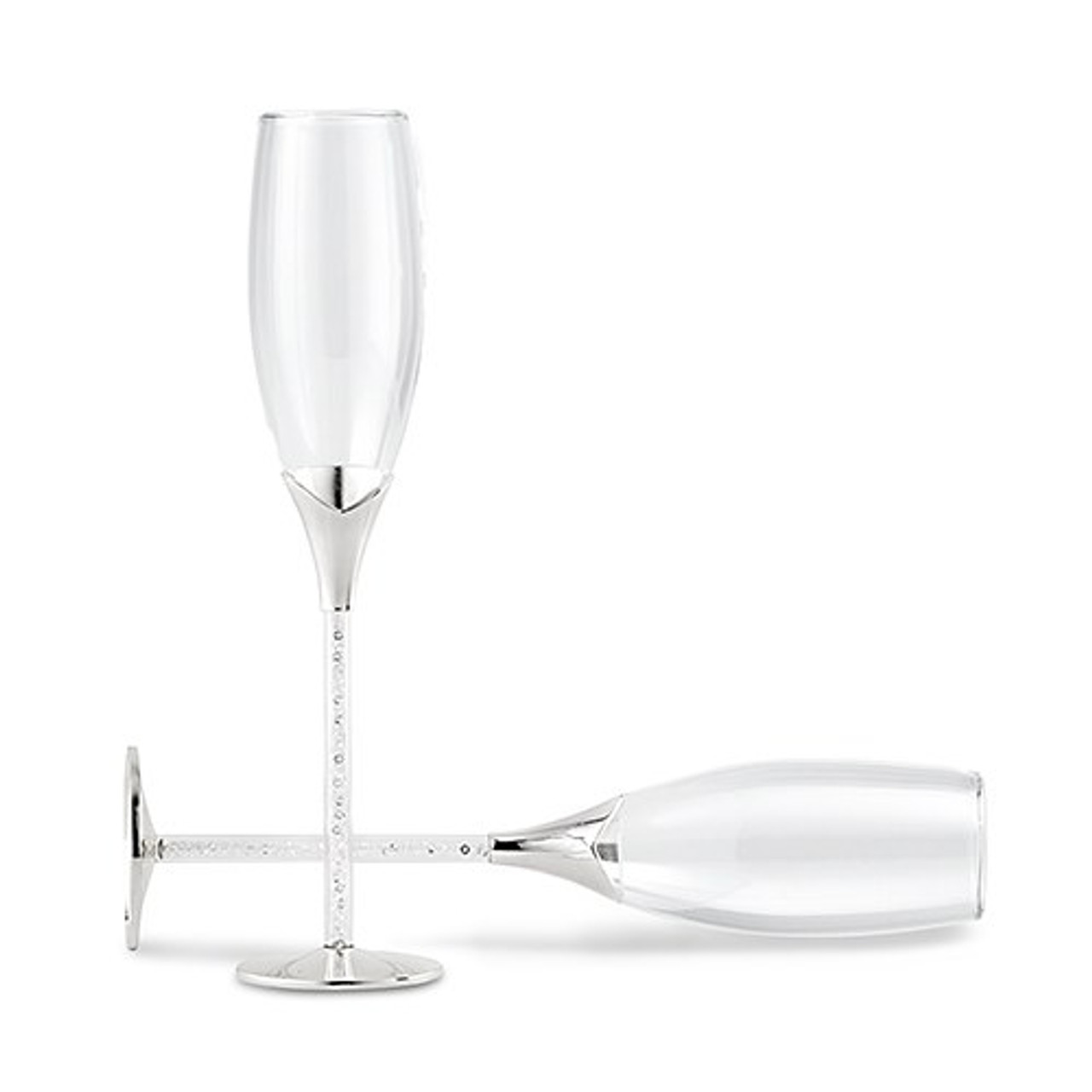 Champagne Glasses With Glass Gems In Stem