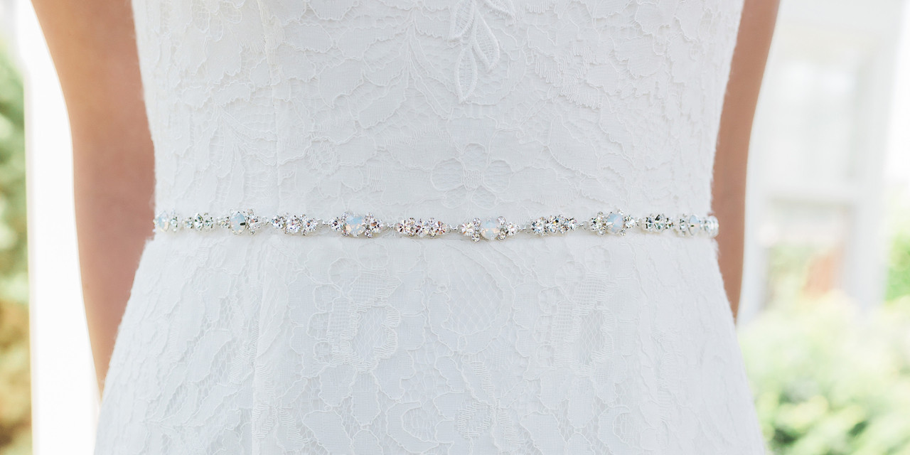 En Vogue Bridal Sash BT1980 - Rhinestone belt with satin ties 