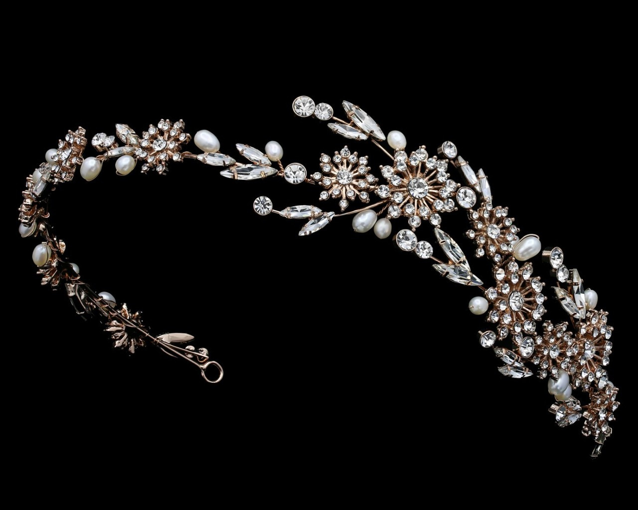 Bella Mera Studio Tiara - Rhinestone & Pearl - 1.5" H 