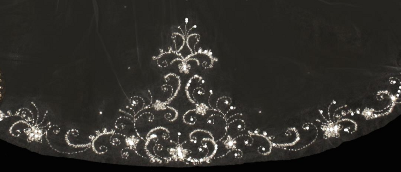 Noelle & Ava Collection - 108 Inches - Heavy Beaded Edge Veil - Crystals, Marquis Stone, Sequins, Pearls