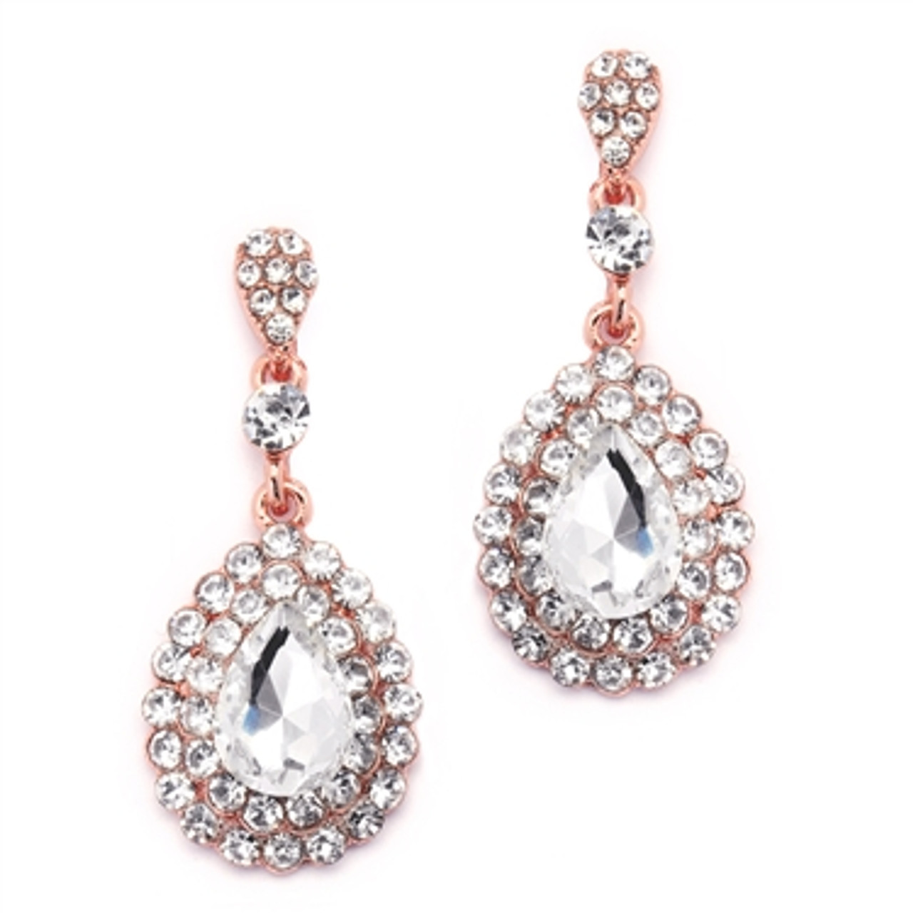 Rose Gold Teardrop Statement Earrings with Crystal Accents
4576E-RG
