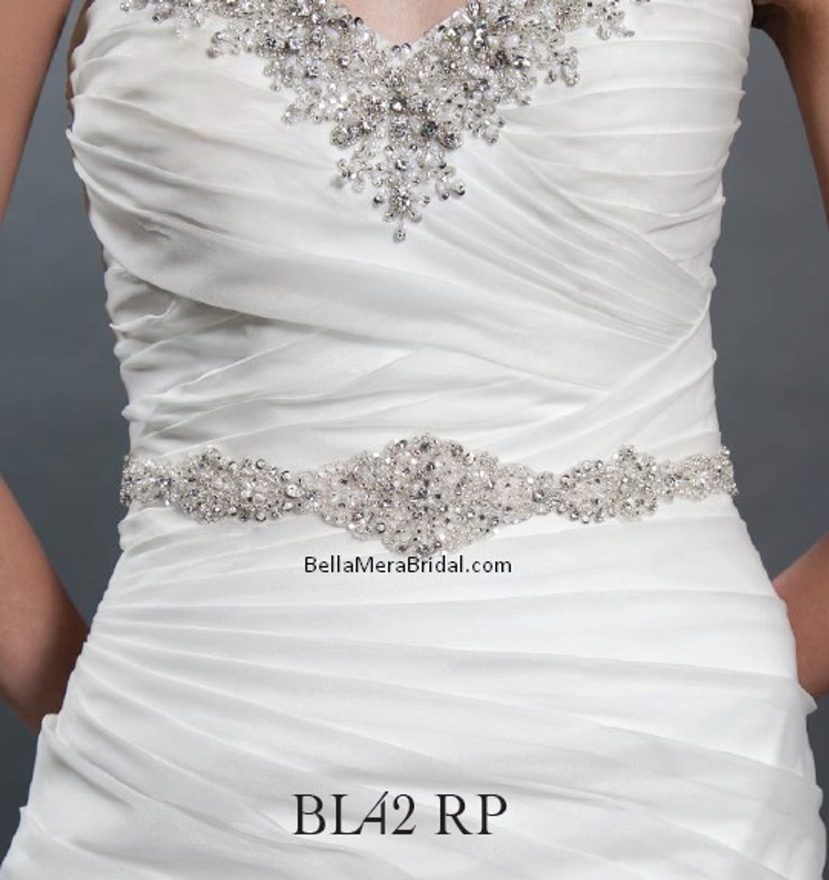 Giselle Bridal Belt BL42RP - Satin Sash with Beaded Embellishment