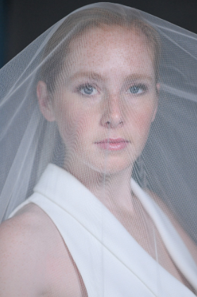 Erica Koesler Wedding Veil 939-110 - (110" inches long) - English net, cut edge on a silver comb