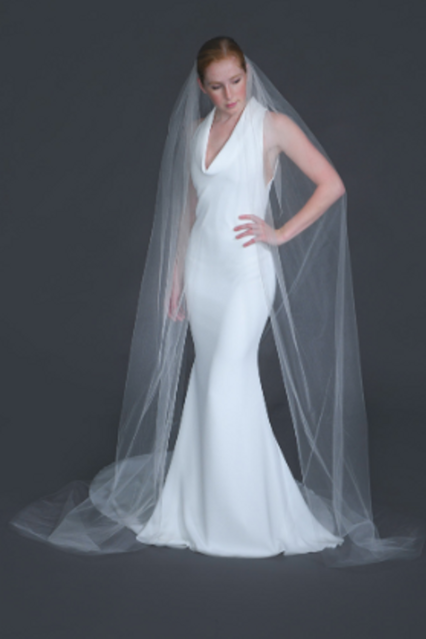 Erica Koesler Wedding Veil 957-100 - (100" inches long) - Cut edge shimmer tulle single tier