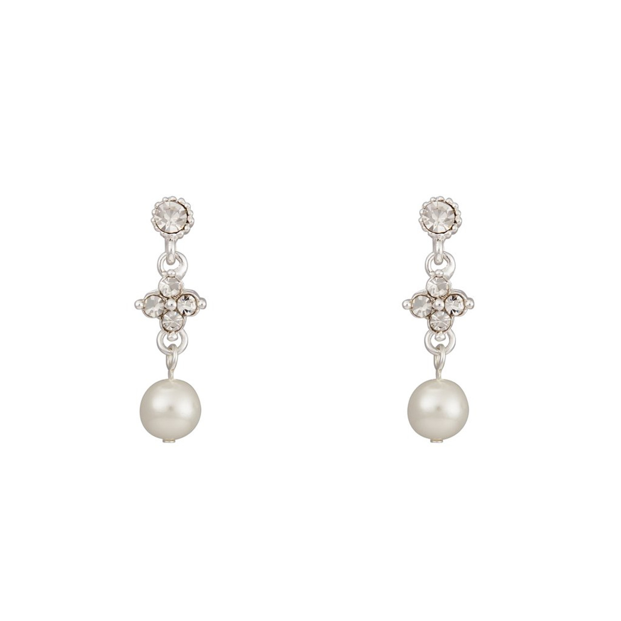 Marionat Bridal Jewelry 12542 Small rhinestone pearl earrings