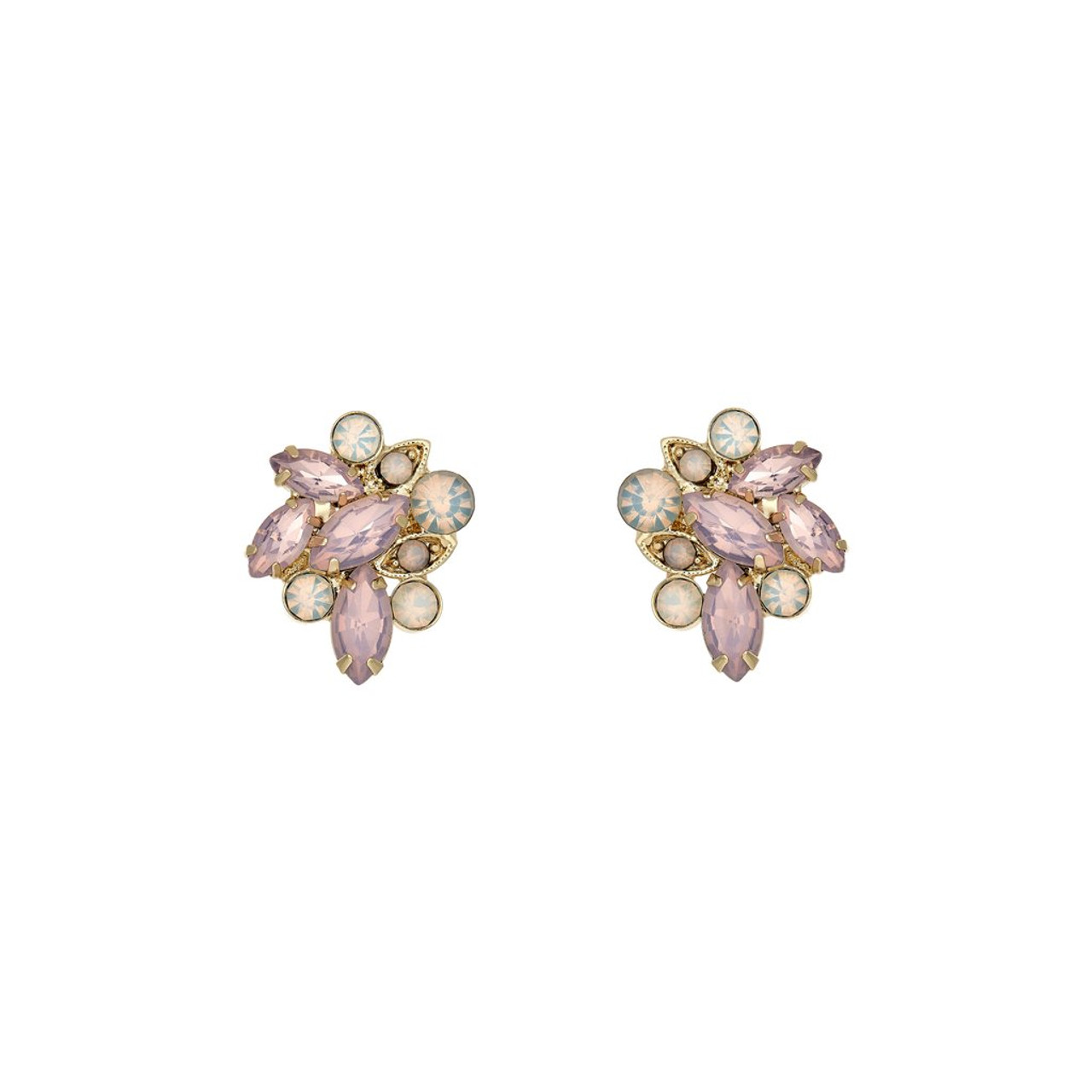 Marionat Bridal Jewelry 12501G Opal and pink stone earrings