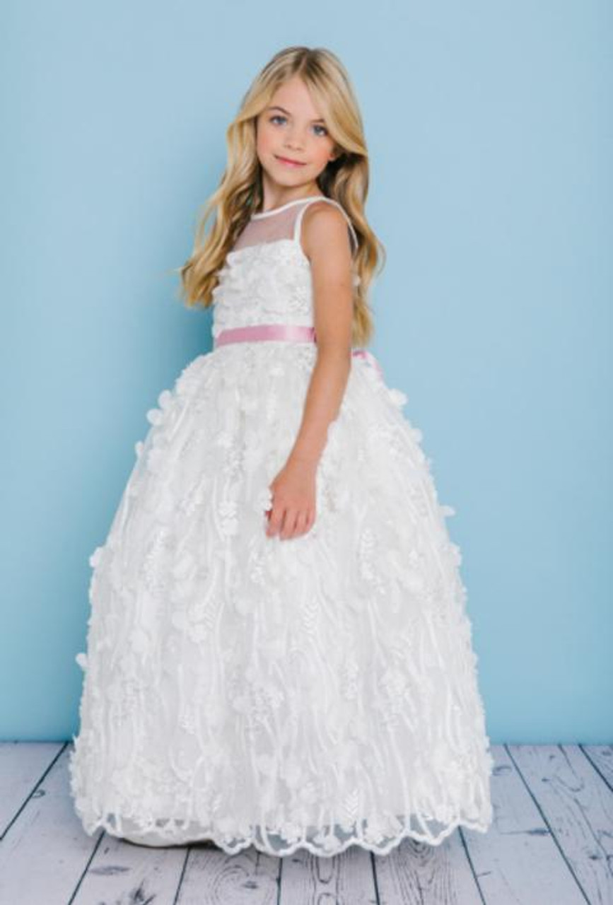 Luxurious Floral Satin Gown For Girls | Couture Princess Satin Gown