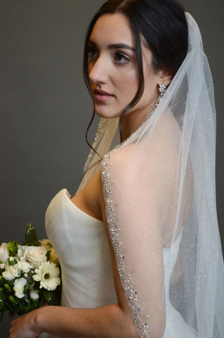 Fillipa a single tier veil encrusted in classic pearls - WED2B