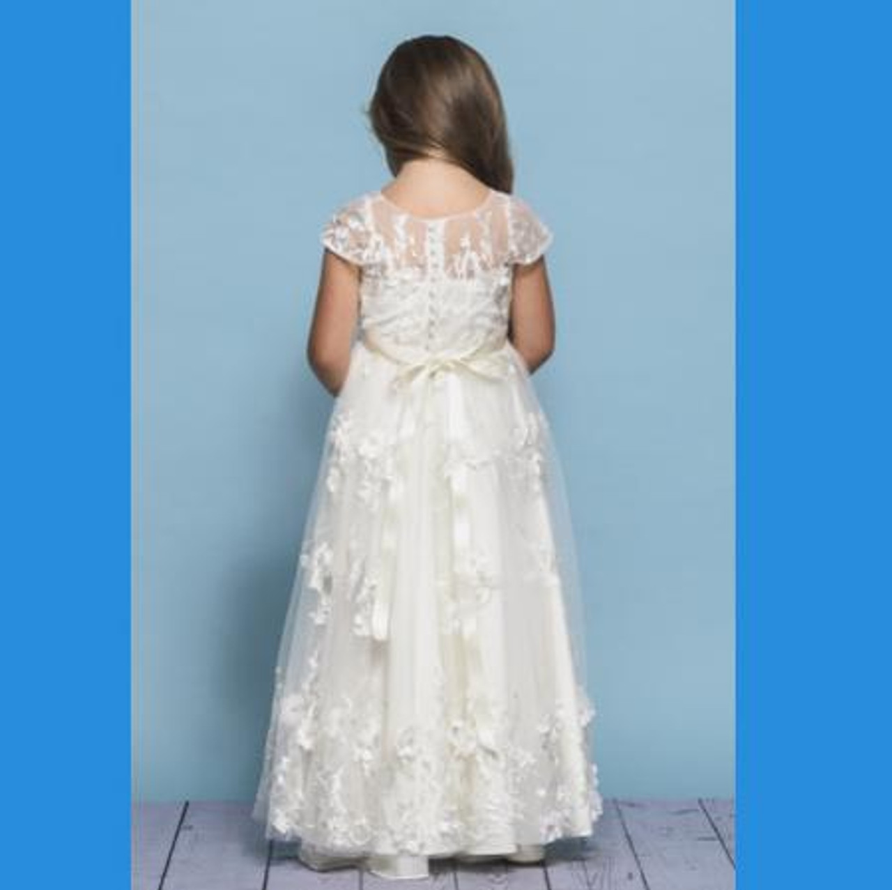 Alexis Ivory Satin Lace Trim Baby Girl Dress