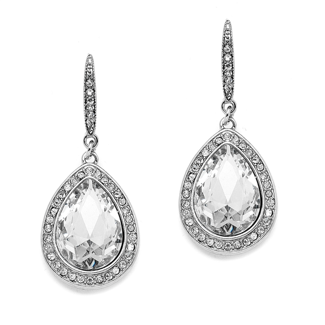 Mariell Clear Crystal Teardrop Earrings with Pave Accents 4247