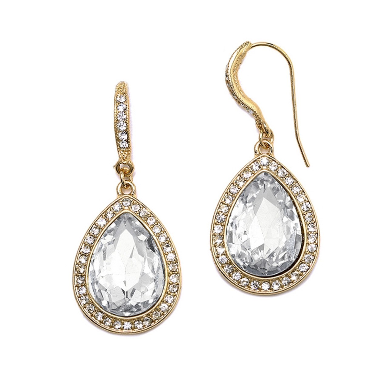Mariell Clear Crystal Teardrop Earrings with Pave Accents 4247