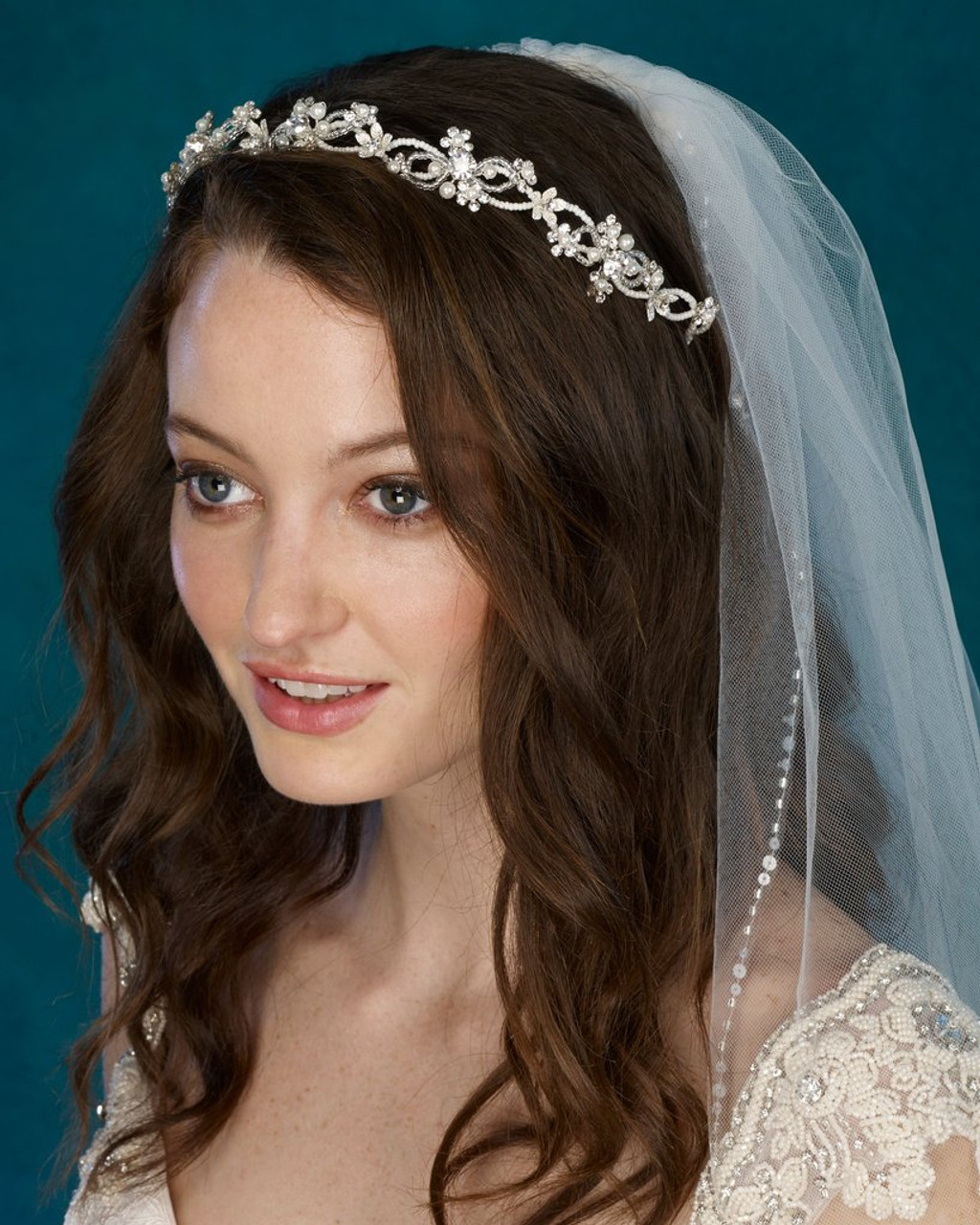 Marionat 8969 Rhinestone, pearl and beaded hair vine