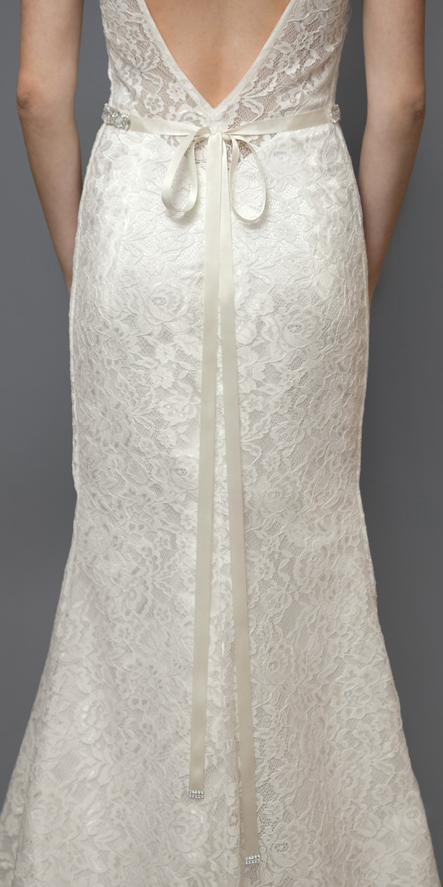 Opal Mosaic Bridal Belt with Opal Crystals & Ivory Ribbon 4611BT-I-S