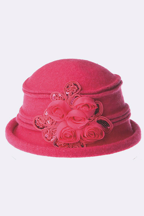 Hot Pink Bridal Vintage Style Cloche 