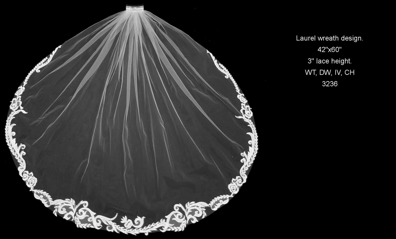  Baroque Lace Fingertip Veil - FC 3236 - 42" Inches - Quick Ship 