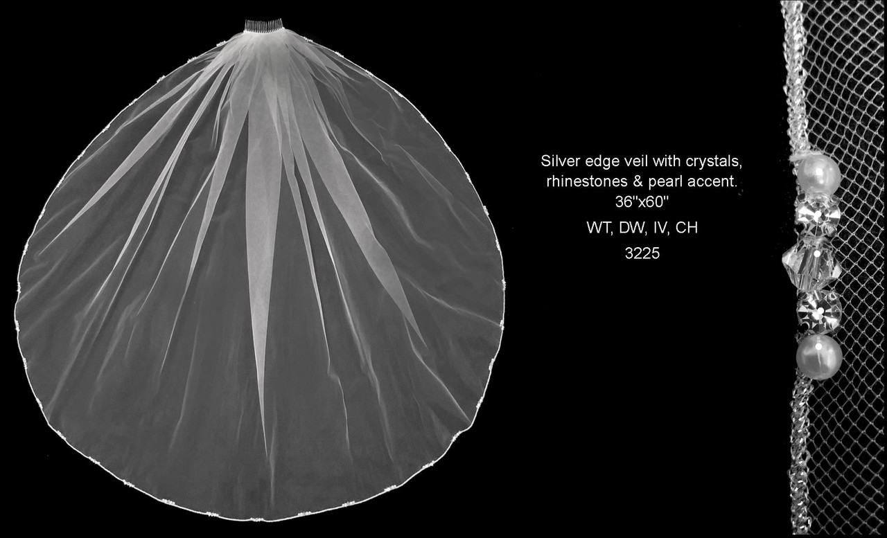 Rhinestone  Pearl Accent Veil - FC 3225 - 36" Inches