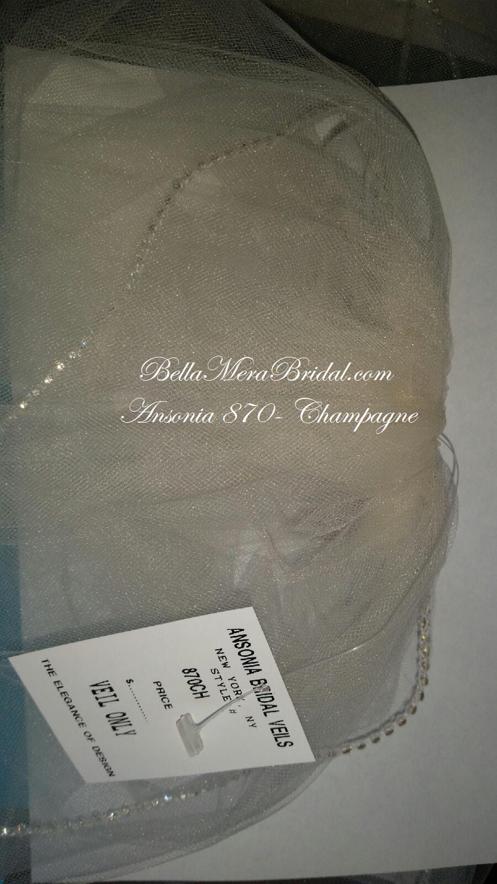 Ansonia Bridal Veil Style 870 - Rhinestone Fingertip Veil - Champagne Color