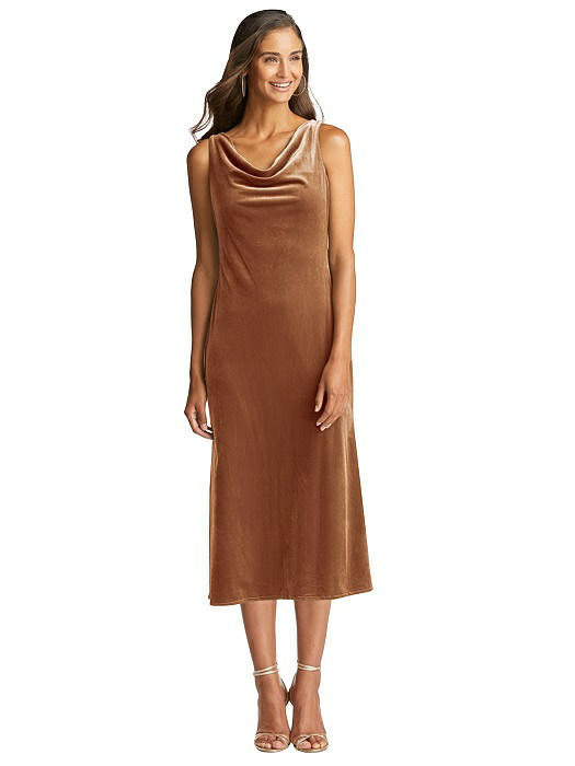 Cowl-Neck Velvet Midi Tank Dress - Rowan