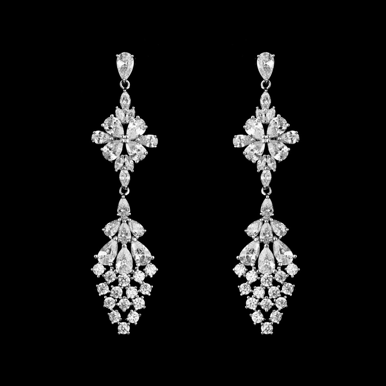 Formal Cubic Zirconia Earrings for Bridesmaids and Brides - #EF-2913 