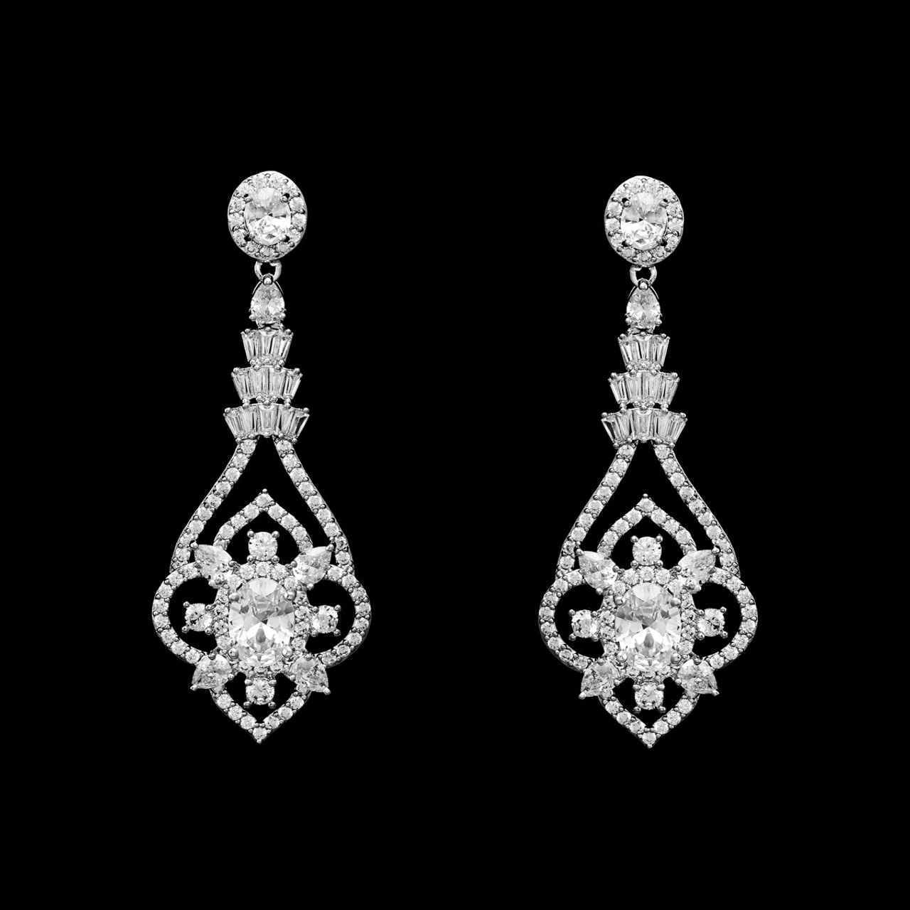 Formal Cubic Zirconia Earrings for Bridesmaids and Brides - #4006