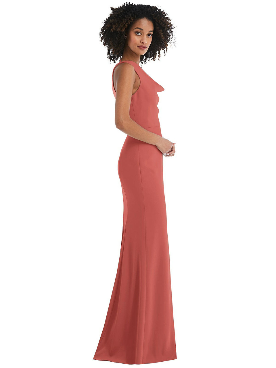 One-Shoulder Draped Cowl-Neck Maxi Dress