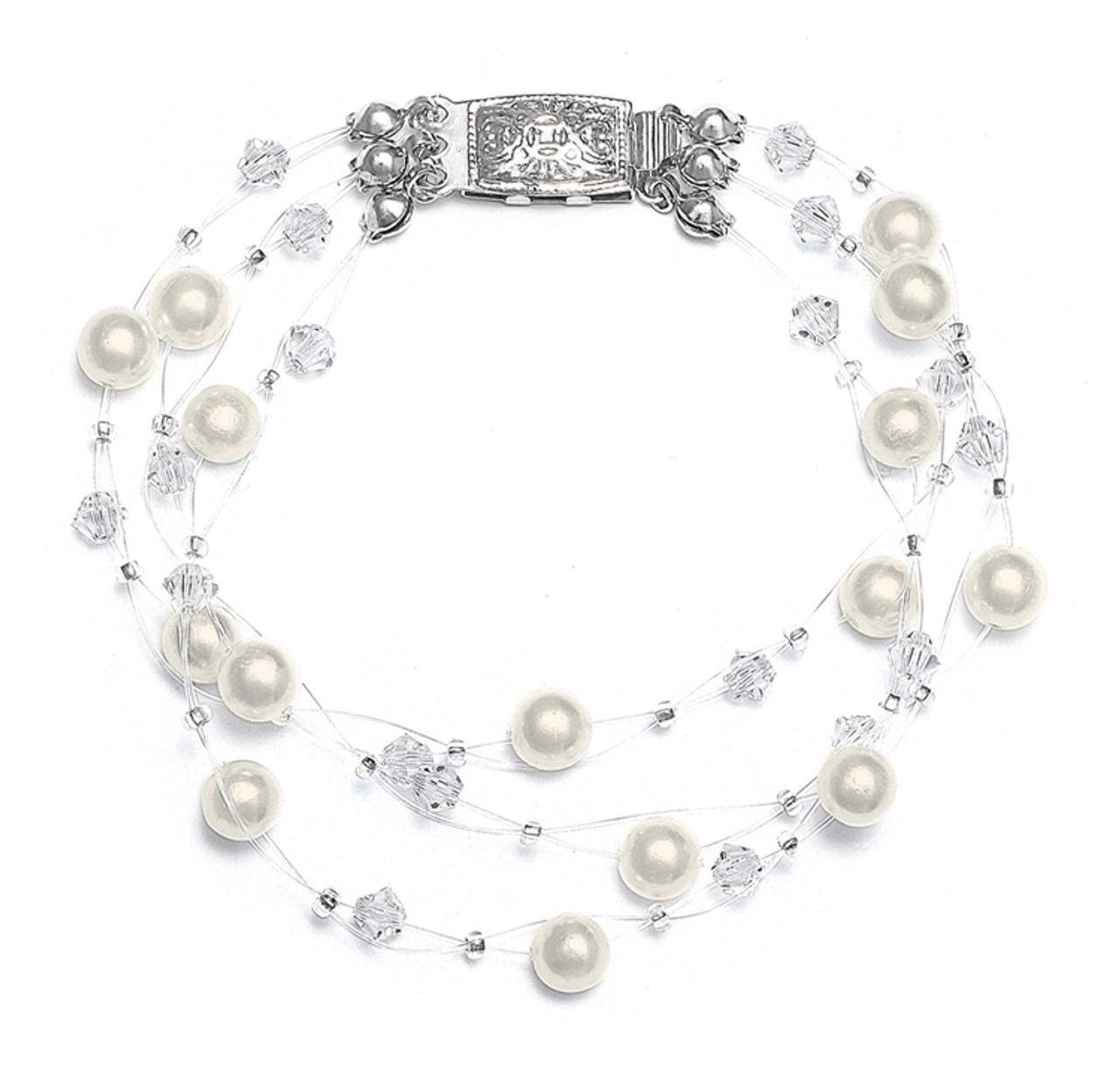 Buy Estele Rhodium-Plated 3 Line Pearl Bracelet Online At Best Price @ Tata  CLiQ