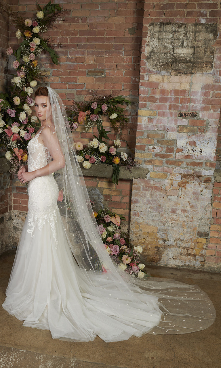 En Vogue Bridal Style V2293C - English Luxe (Soft) Tulle Veil With  Scattered Rhinestones & Crystals - 108 Inches, Wedding Veils