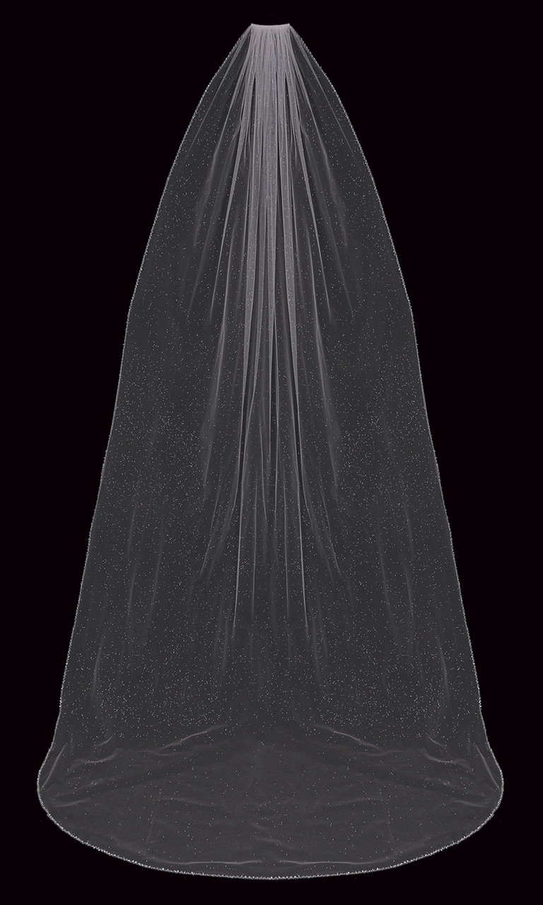 En Vogue Bridal Style V2299C - Sparkle tulle veil with clear beaded, crystal and sequined edge - 108 Inches