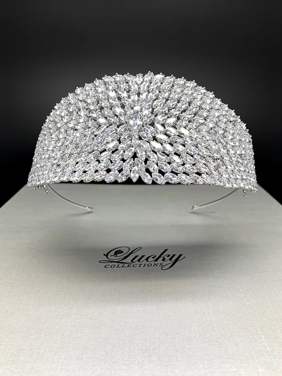 Lucky Collections ™ 5143 Zirconia Headband Adorned with Sparkle  -  2 7/8 inch wide - Fast Ship