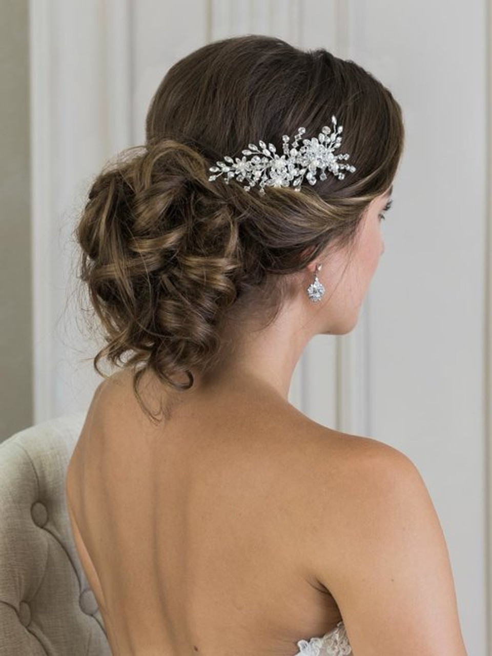 Bel Aire Bridal Comb 6813 - Shimmering comb of rhinestones and freshwater pearls