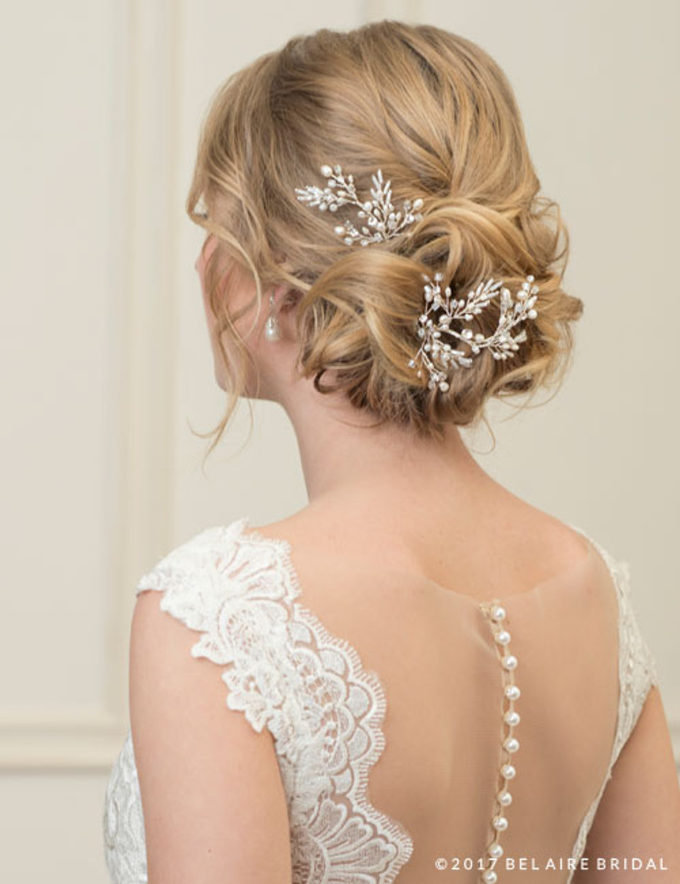 Bel Aire Bridal Hair Pins 1727 - Hair sticks of freshwater pearls and  rhinestones