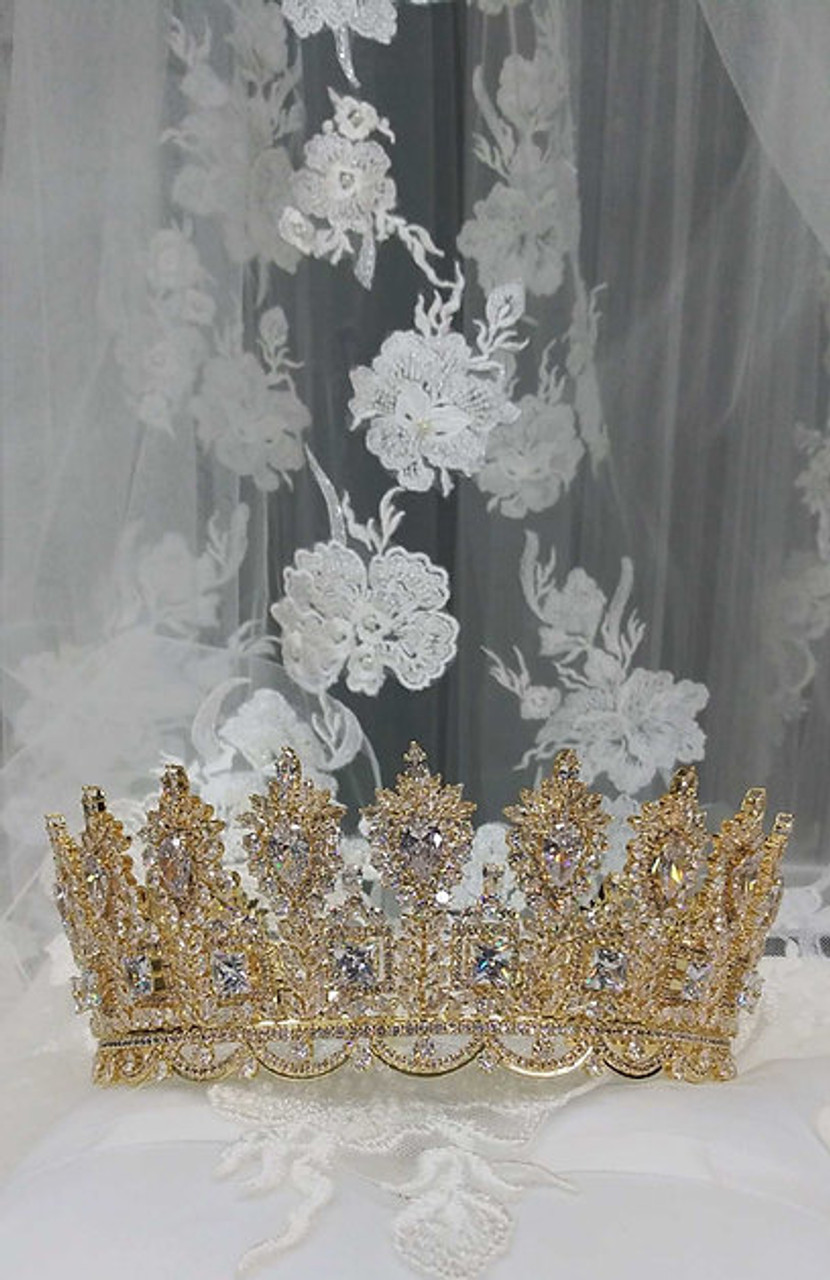 LKY BC5872 Gold Zirconia Adjustable Crown High Quality Zirconia - 2.5" Height - Fast Ship