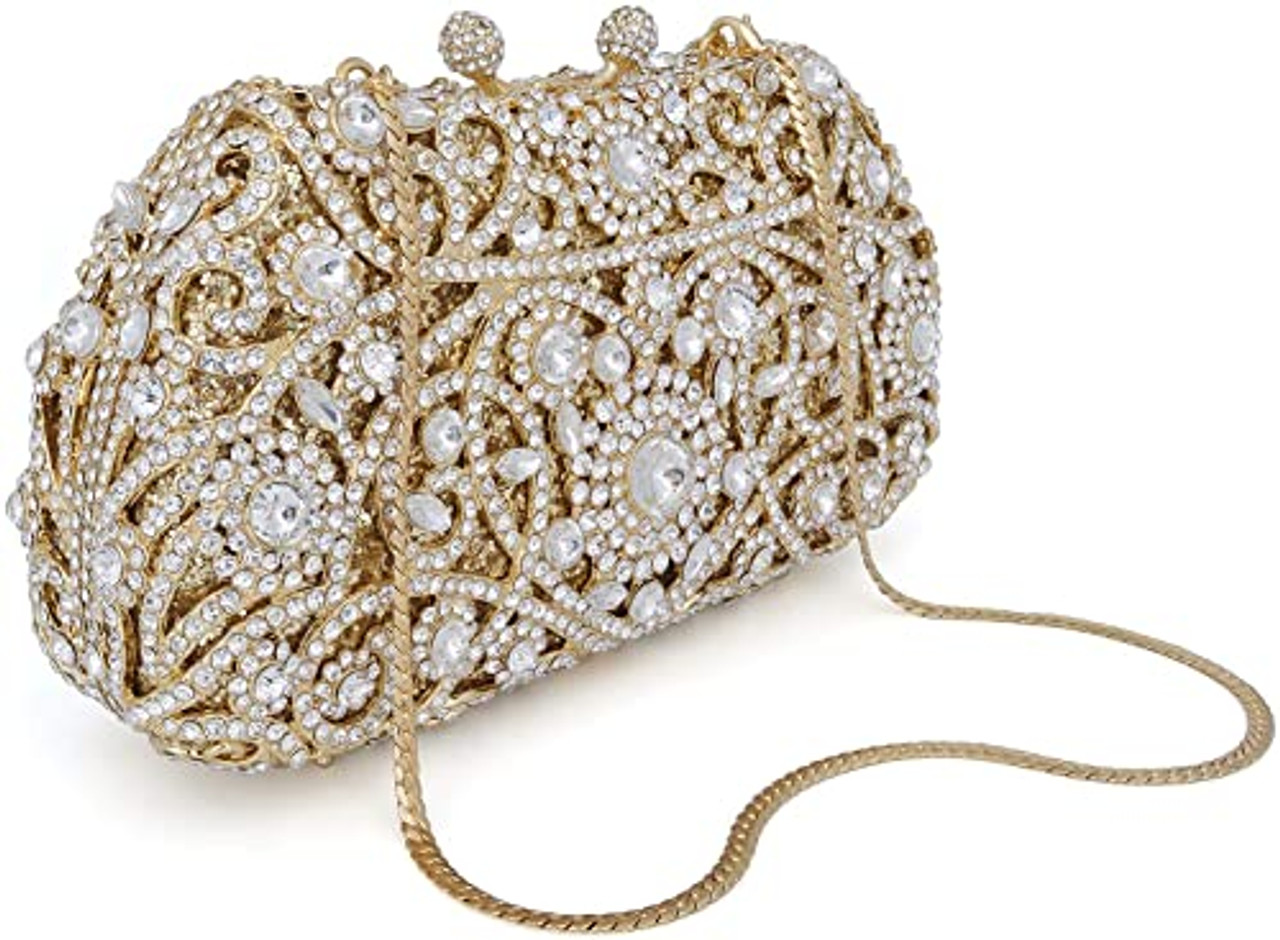 Golden Rose Flower Crystal Clutch Evening Bag For Women, Luxury Wedding Bridal  Handbag Party Purse From Helloclients, $72.28 | DHgate.Com