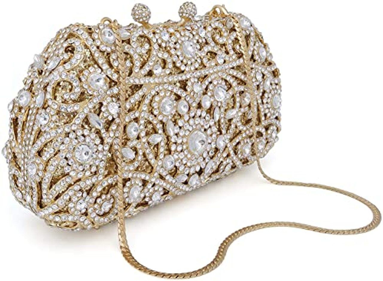 Bella Mera Studio Donda Gold Crystal Clutch - Rhinestone Clutch - Fast Ship