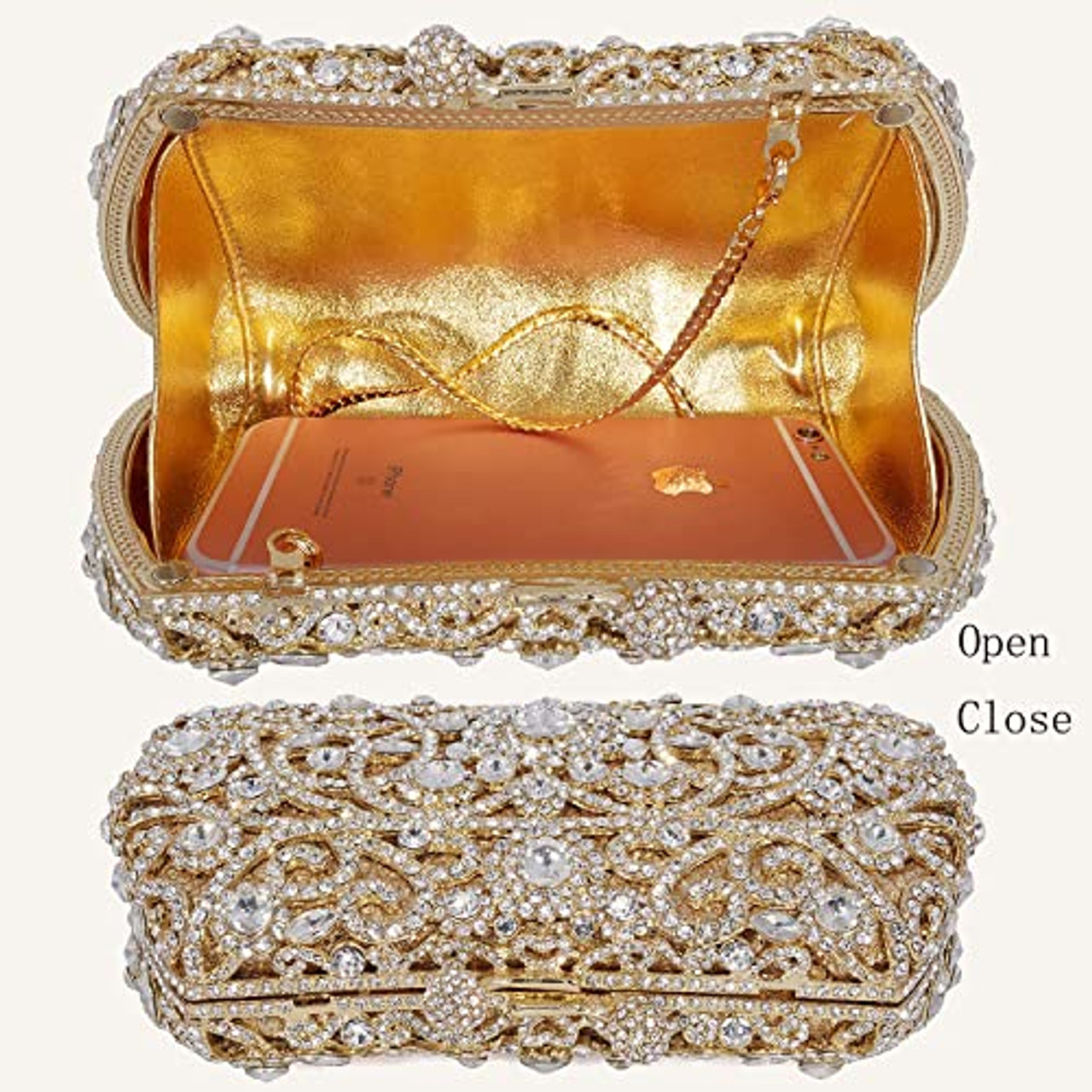 Bella Mera Studio Donda Gold Crystal Clutch - Rhinestone Clutch - Fast Ship