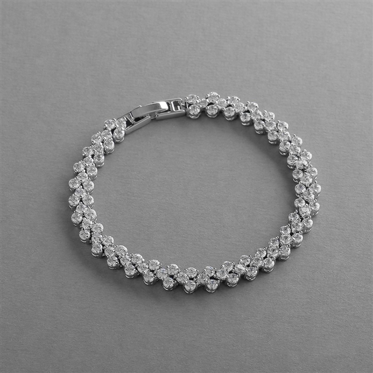 Mariell Elegant Silver Rhodium Cubic Zirconia Wedding or Prom Tennis Bracelet 4109B-S-7
