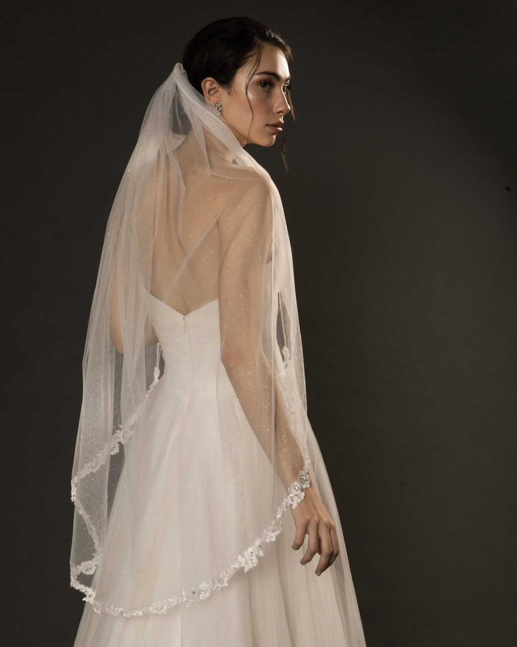 Ansonia Bridal Veil Style 352 - Shimmer Glitter Tulle Veil - 40 Long