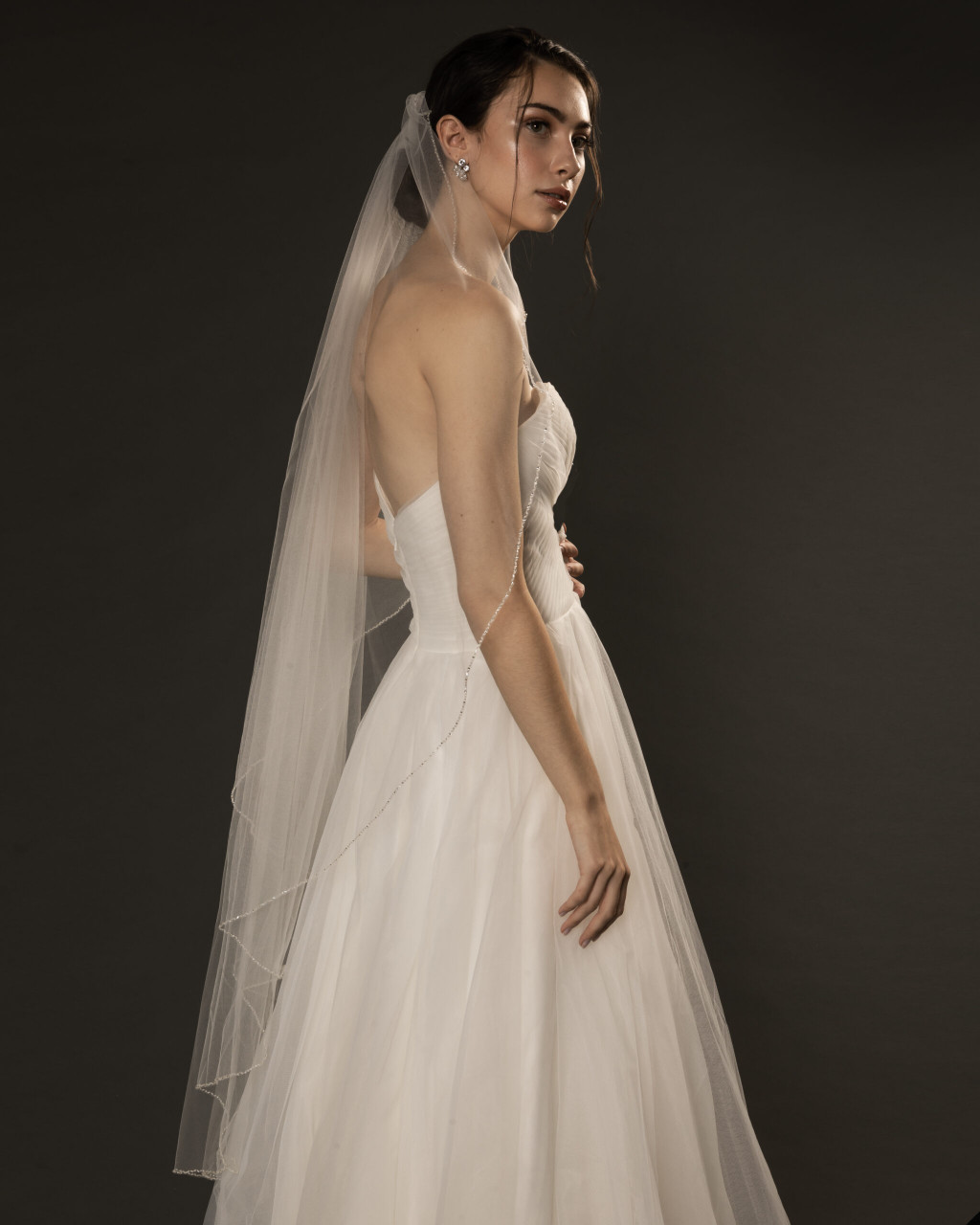 Ansonia Bridal Veil Style 360 - Beaded Waltz Length - 60" Long 