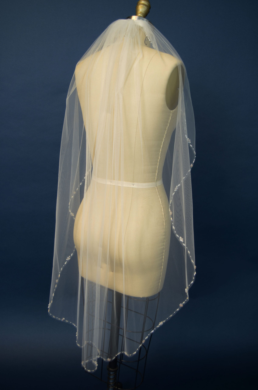 Ansonia Bridal Beaded Veil Style 177 -  60" Long
