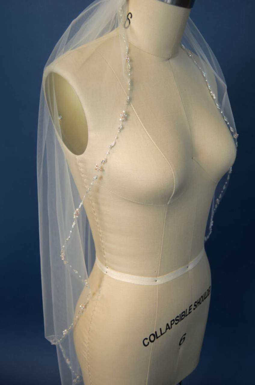 Ansonia Bridal Beaded Veil Style 177 - 60" Long