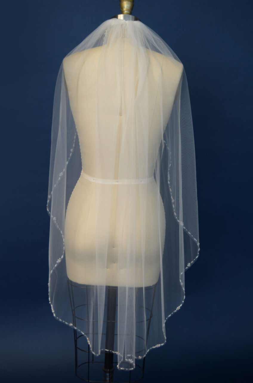 Ansonia Bridal Beaded Veil Style 177 -  60" Long