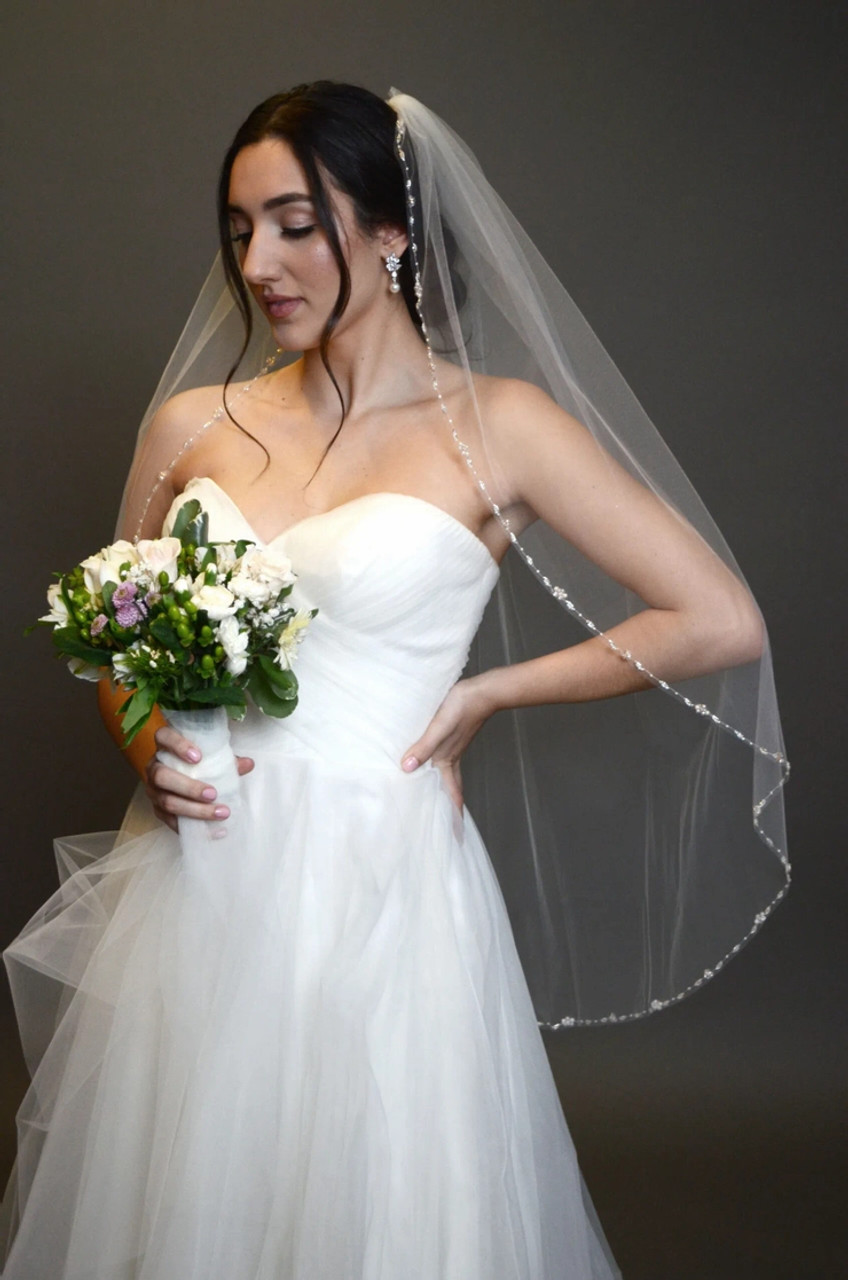 Ansonia Bridal Beaded Veil Style 177 - 60" Long