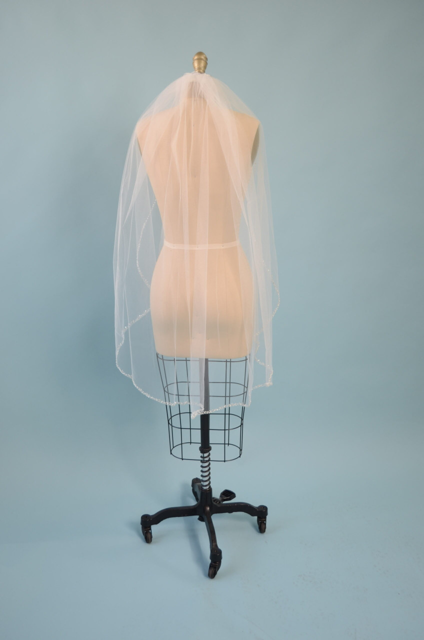 Ansonia Bridal Veil Style 170 - Beaded Edge Veil - 40 Inches Long